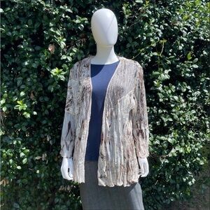 Chico’s Travelers Lightweight Embroidered Crochet Cardigan